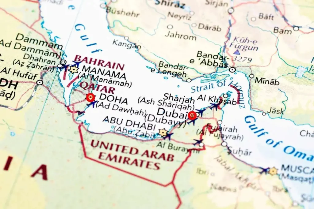 dubai et qatar carte carte qatar emirats arabes unis carte qatar et emirats arabes unis 
