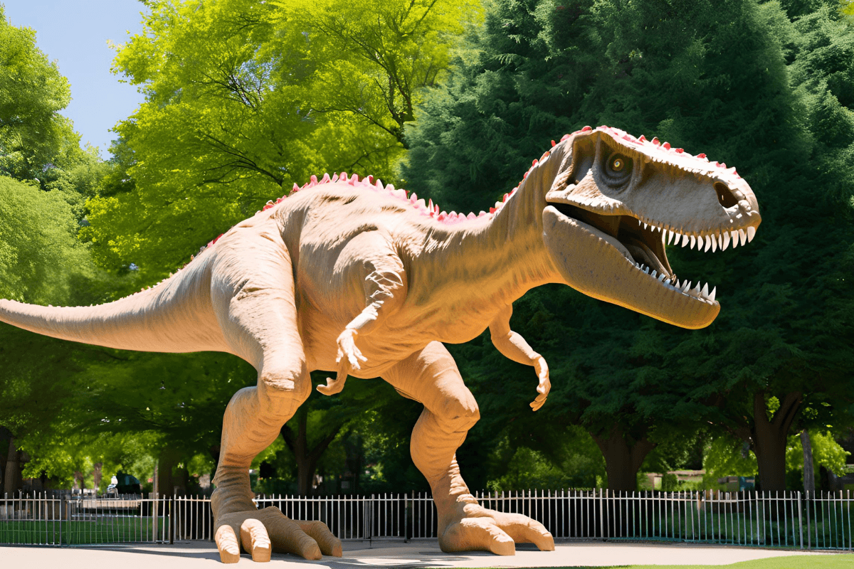 Statue tyrannosaure au dinosaur park dubai